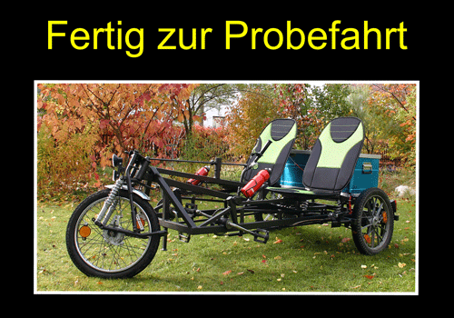Trike Elektrofahrrad Kiste und Getränkeflaschen Trike Elektrofahrrad Probefahrt