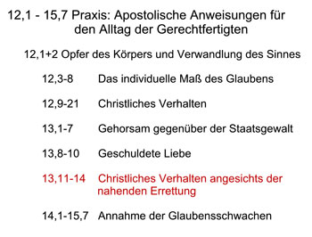 Römer 13,11-14 Christliches Verhalten angesichts der nahenden Errettung